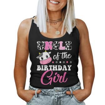 Uncle Of The Birthday Girl Family Matching Farm Cow Women Tank Top - Monsterry UK