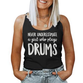 Never Underestimate A Girl Who Plays Drums Player Women Tank Top - Monsterry CA