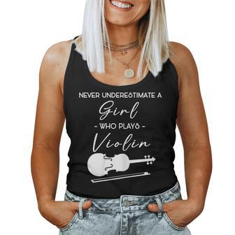 Never Underestimate A Girl Who Plays Violin Violinist Music Women Tank Top | Mazezy