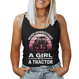 Never Underestimate A Girl With A Tractor Farmer Women Tank Top - Seseable