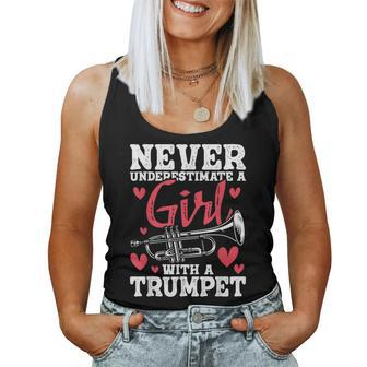 Never Underestimate A Girl With A Trumpet Trumpeter Music Women Tank Top | Mazezy
