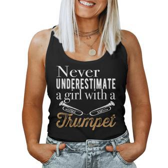 Never Underestimate A Girl With A Trumpet Trumpet Women Tank Top | Mazezy