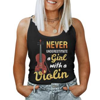 Never Underestimate A Girl With A Violin Violinist Women Tank Top - Thegiftio UK