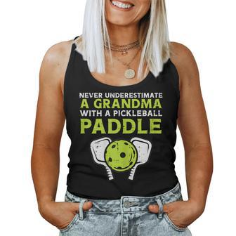 Never Underestimate Grandma With Pickleball Paddle Women Women Tank Top - Seseable