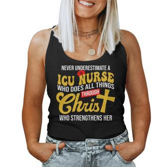 Never Underestimate A Icu Nurse Who Does All Things Women Tank Top - Seseable