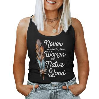 Never Underestimate A With Native Blood American Women Tank Top | Mazezy