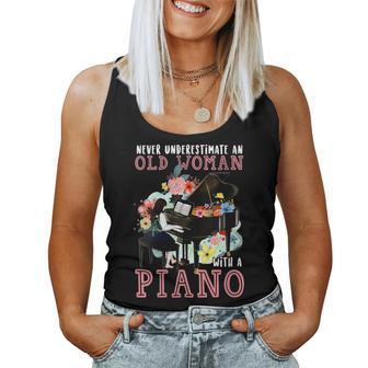 Never Underestimate An Old Woman With A Piano Women Tank Top - Monsterry