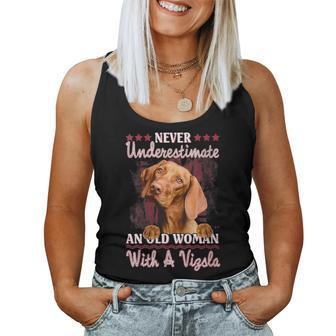 Never Underestimate An Old Woman With A Vizsla Women Tank Top - Seseable