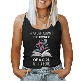 Never Underestimate The Power Of A Girl Witha Book Women Tank Top | Mazezy