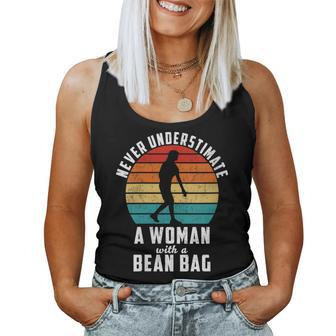Never Underestimate A Woman With A Beanbag Women Tank Top | Mazezy