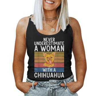 Never Underestimate A Woman With A Chihuahua Women Tank Top | Mazezy