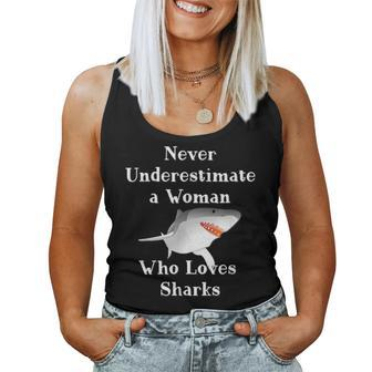 Never Underestimate A Woman Who Loves Sharks Women Tank Top - Thegiftio UK