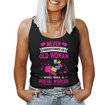 Never Underestimate A Woman Postal Worker Retired Retirement Women Tank Top | Mazezy