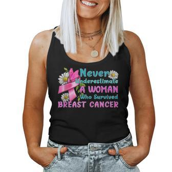 Never Underestimate A Woman Who Survived Breast Cancer Women Tank Top - Monsterry UK