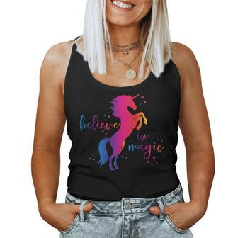 Unicorn Rainbow Ombre Positive Saying Believe In Magic Women Women Tank Top - Monsterry UK