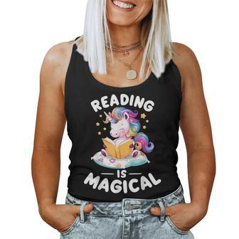 Unicorn Teacher Reading Is Magical Book Women Tank Top - Seseable