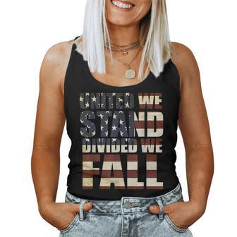 United We Stand Divided We Fall Usa Flag Women Tank Top - Monsterry UK