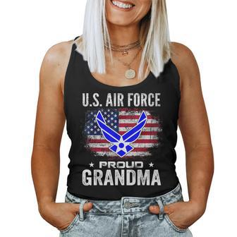 Us Air Force Proud Grandma With American Flag Veteran Women Tank Top - Monsterry