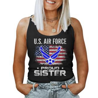Us Air Force Proud Sister With American Flag Veteran Women Tank Top - Monsterry