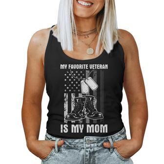 Us Flag American Boot My Favorite Veteran Is My Mom Mother Women Tank Top - Monsterry CA