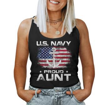 Us Navy Proud Aunt With American Flag Veteran Day Women Tank Top - Monsterry UK