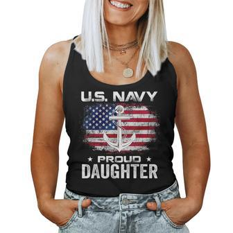 Us Navy Proud Daughter With American Flag Veteran Women Tank Top - Monsterry UK