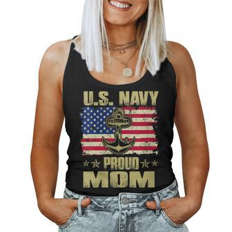 Us Navy Proud Mom With American Flag 4Th Of July Veteran Day Women Tank Top - Monsterry DE