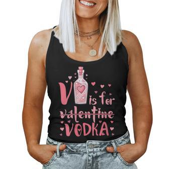V Is For Vodka Drinking Valentines Day Women Tank Top - Seseable