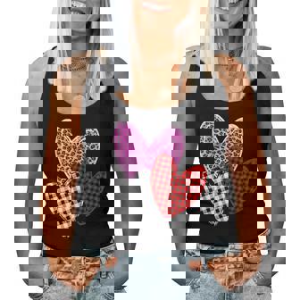 Valentines Day Hearts Leopard Pink Buffalo Plaid Print Women Women Tank Top - Monsterry