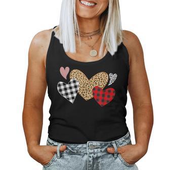 Valentines Day Hearts Love Leopard Plaid Girls Women Tank Top - Thegiftio UK