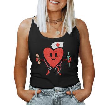 Valentines Day Nurse Heart Cute Nursing Scrub Top Rn Women Women Tank Top - Monsterry AU