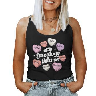 Valentines Day Oncology Nurse Cancer Support Groovy Hearts Women Tank Top | Mazezy