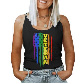 Veteran Lgbt Gay Pride Rainbow American Flag Military Women Tank Top - Monsterry DE