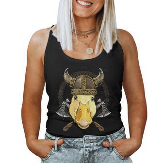 Viking Duck With Viking Helmet Mjolnir Axes Women Tank Top - Monsterry DE