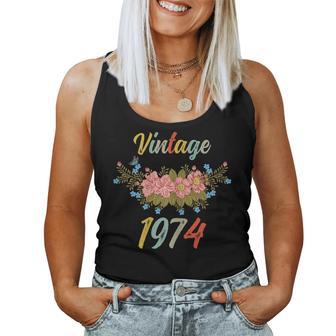 Vintage 1974 Floral 48Th Birthday Women Tank Top - Monsterry UK