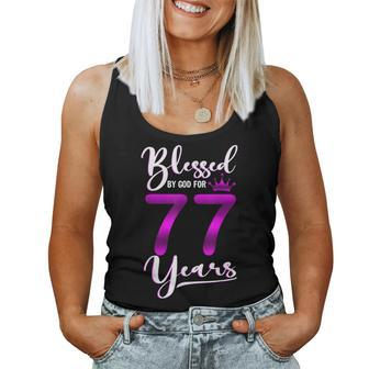 Vintage Blessed By God For 77 Years Old Happy 77Th Birthday Women Tank Top - Thegiftio UK
