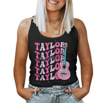 Vintage First Name Taylor Groovy First Name Personalized Women Tank Top | Mazezy