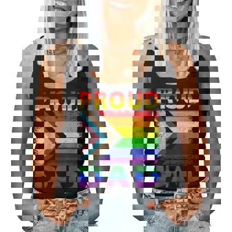 Vintage Lgbtq Rainbow Flag Proud Ally Pride Dad Women Tank Top - Thegiftio