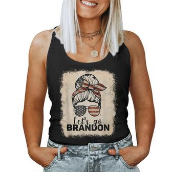 Vintage Messy Bun Let's Go Brandon Women Tank Top - Monsterry