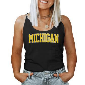 Vintage Michigan Blue Maize Retro Michigan Women Tank Top - Seseable