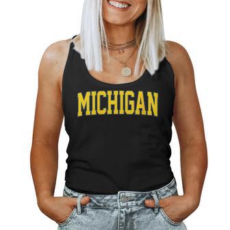 Vintage Michigan Blue Retro Michigan Women Tank Top - Monsterry DE