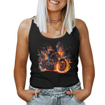 Vintage Motorcycle Biker In Flames Sportster Motorcycle Women Tank Top - Monsterry DE