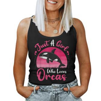 Vintage Orca Fish Lover Just A Girl Who Loves Orcas Women Tank Top - Thegiftio UK