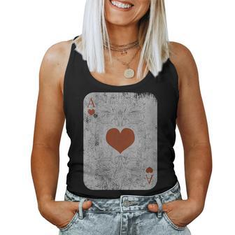 Vintage Poker Playing Cards Ace Of Hearts Women Tank Top - Monsterry