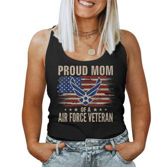Vintage Proud Mom Of A Air Force Veteran American Flag Women Tank Top - Monsterry