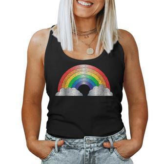 Vintage Rainbow And Clouds Distressed Women Tank Top - Monsterry UK