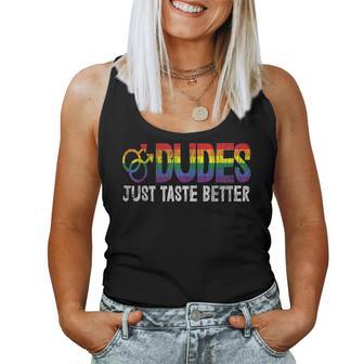 Vintage Rainbow Dude Just Taste Better Pride Gay Lgbtq Women Tank Top - Monsterry DE