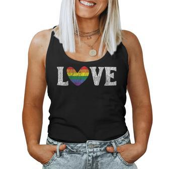 Vintage Rainbow Love Proud Family Matching Gay Lesbian Lgbtq Women Tank Top - Monsterry