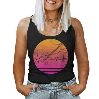 Vintage Retro Heartbeat Electric Bass Guitar World Music Day Women Tank Top - Monsterry CA