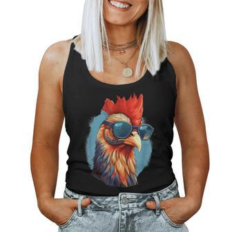 Vintage Rooster Chicken Sunglasses Women Tank Top - Monsterry CA